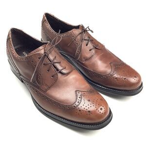 Dockers Brown Leather Brogue Men Shoes Size 8 M Wingtips Oxford Preppy Office